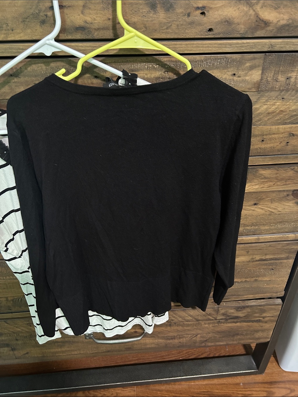 White House Black Market. Black floral cardigan and B/W Stripe Tshirt. Set of 2 - Picture 5 of 13